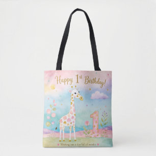 Bolso De Tela Fantástico Cumpleaños de Jirafa por Primera Vez Ma
