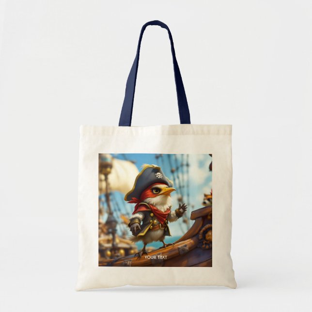 Bolso De Tela Fantasy Cute Bird Captain Pirate (Frente)