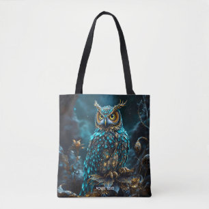 Bolso De Tela Fantasy Cute Brass Turquoise Owl