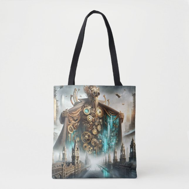 Bolso De Tela Fantasy Cute Bridge Steampunk Robot (Anverso)