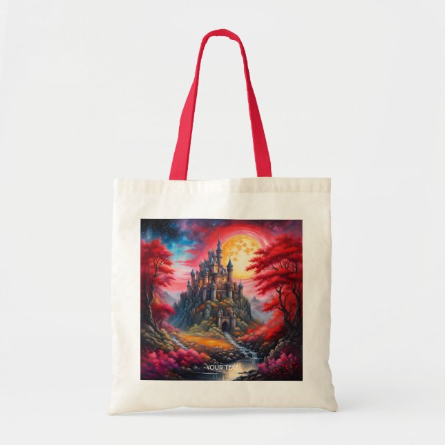 Bolso De Tela Fantasy Cute Castle Moon Trees (Frente)