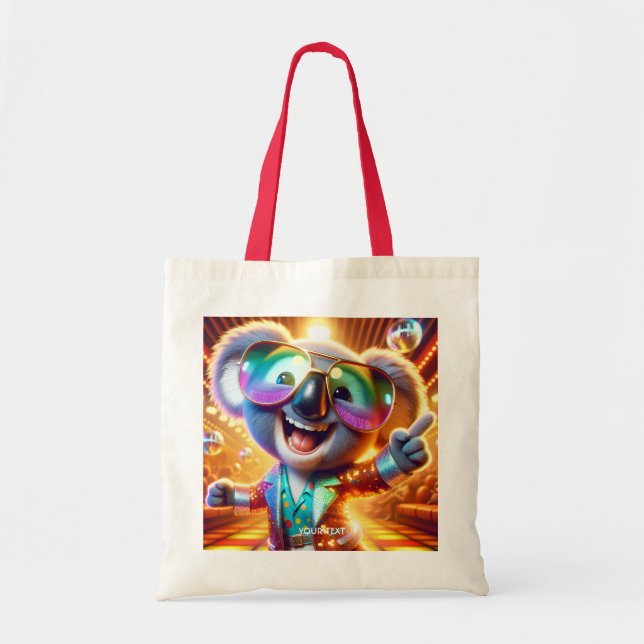 Bolso De Tela Fantasy Cute Koala Dancing Disco (Frente)