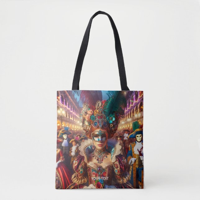 Bolso De Tela Fantasy Cute Lady Mask Venecia (Anverso)