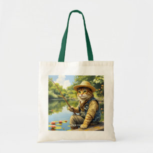 Bolso De Tela Fantasy Cute Lake Cat Pescando