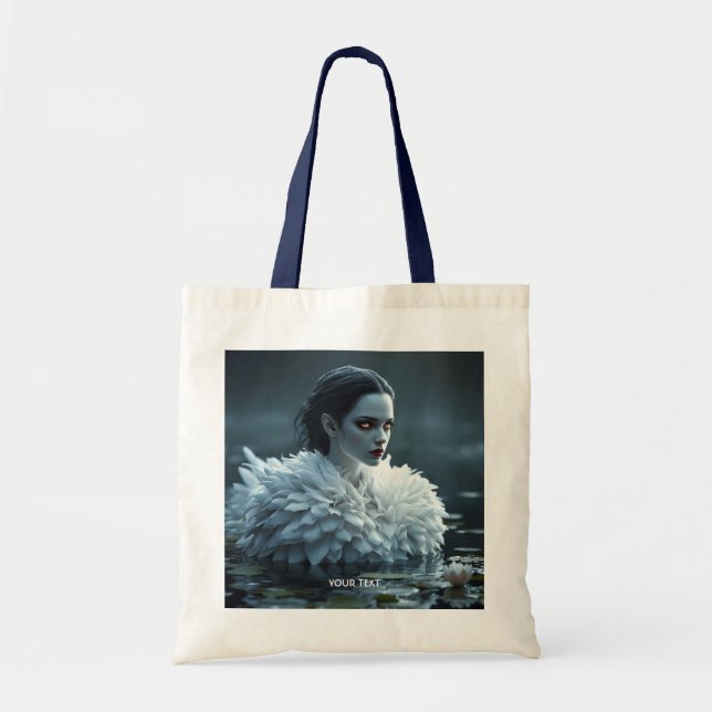 Bolso De Tela Fantasy Cute Lake Swan White (Frente)