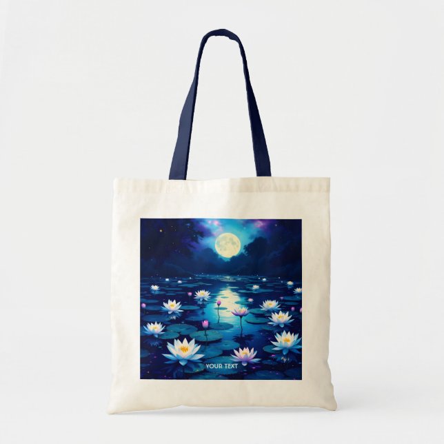 Bolso De Tela Fantasy Cute Moon Lily Pond (Frente)