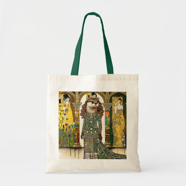 Bolso De Tela Fantasy Cute Otter Art Deco (Frente)