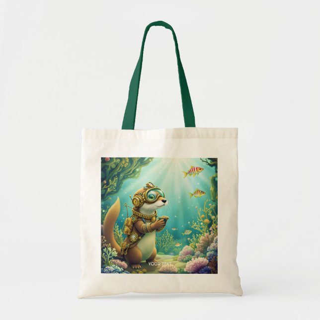 Bolso De Tela Fantasy Cute Otter Steampunk Suit (Frente)