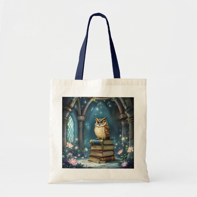 Bolso De Tela Fantasy Cute Owl Glasses Libros (Frente)