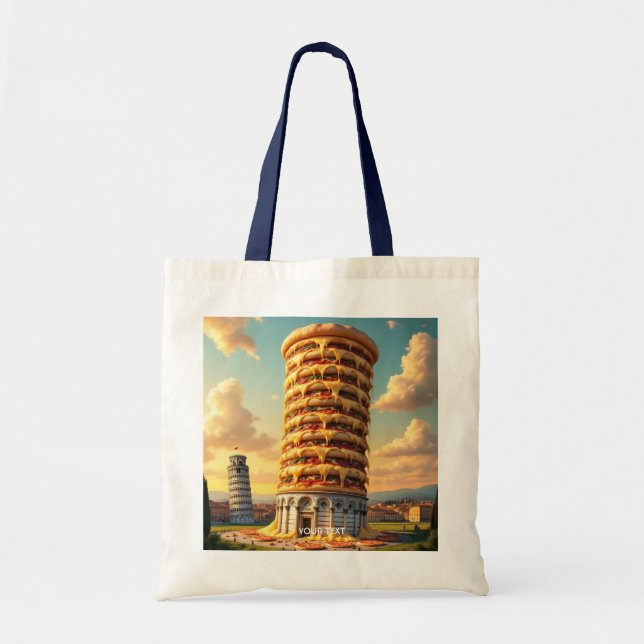 Bolso De Tela Fantasy Cute Pisa Tower Pizza (Frente)