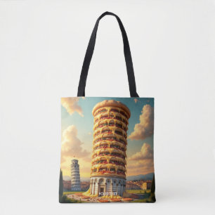 Bolso De Tela Fantasy Cute Pisa Tower Pizza