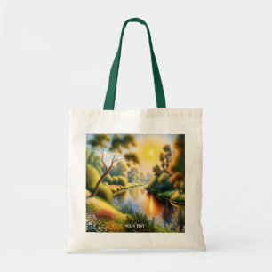 Bolso De Tela Fantasy Cute Pointillism Landscape River