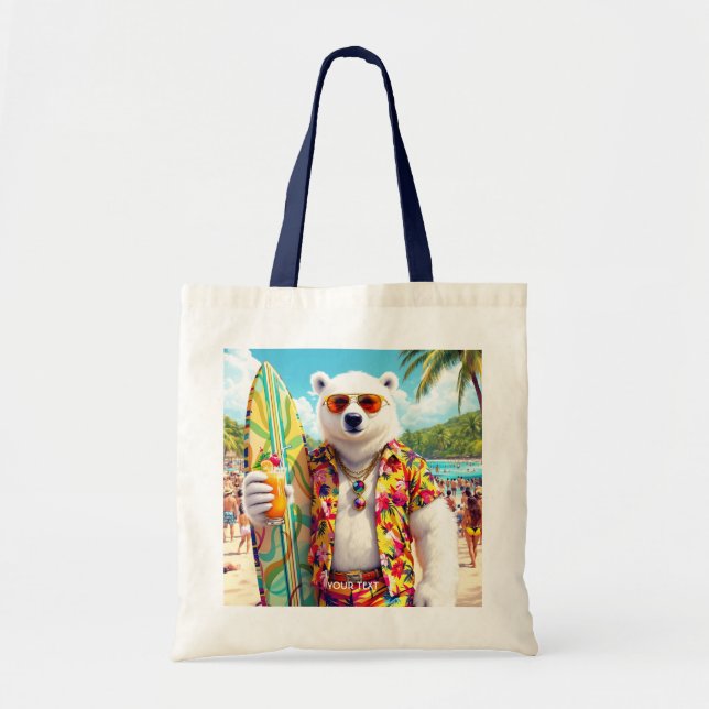 Bolso De Tela Fantasy Cute Polar Bear Beach (Frente)
