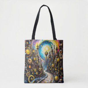 Bolso De Tela Fantasy Cute Resumen Ciudad Steampunk