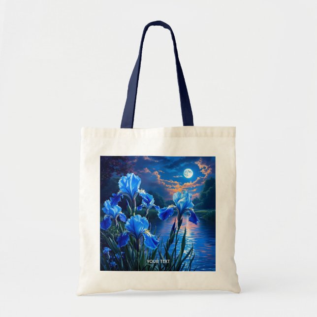 Bolso De Tela Fantasy Cute River Blue Irises (Frente)