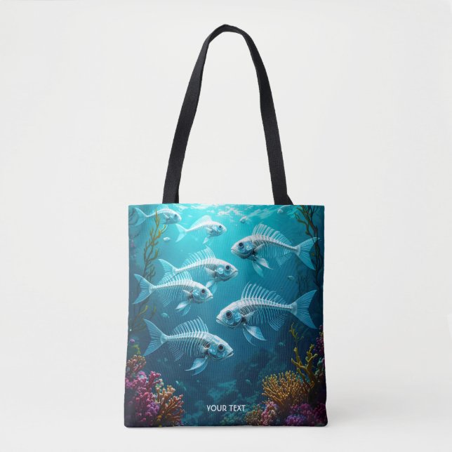 Bolso De Tela Fantasy Cute Skeleton Fish School (Anverso)
