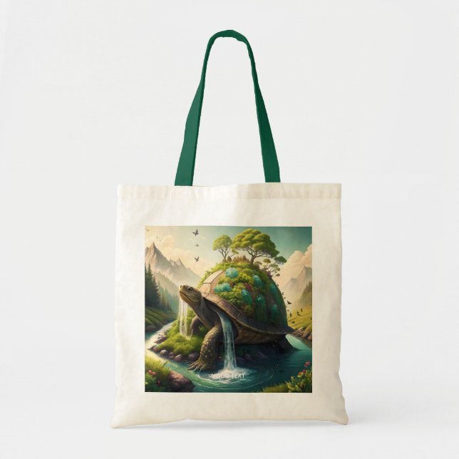 Bolso De Tela Fantasy Cute Turte Waterfall Forest (Frente)