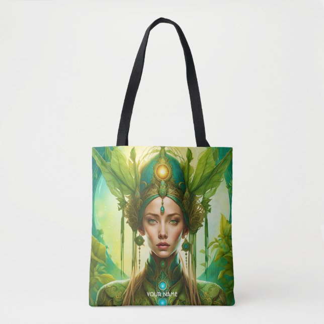 Bolso De Tela Fantasy Cute Vivid Green Beautiful Chica (Anverso)