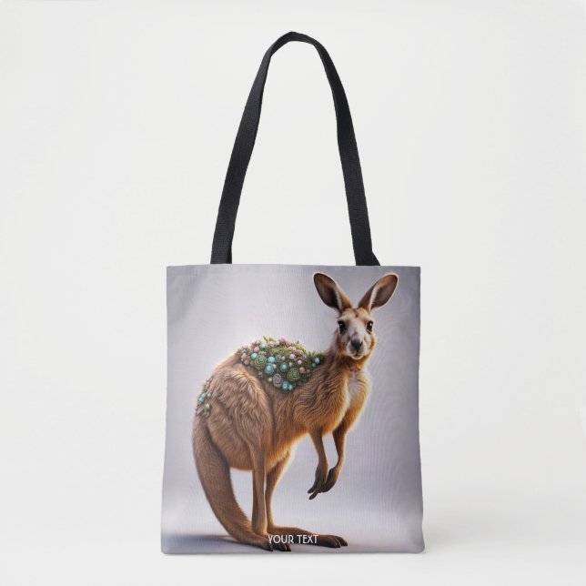 Bolso De Tela Fantasy Cute Vivid Kangaroo Portrait Flowers (Anverso)