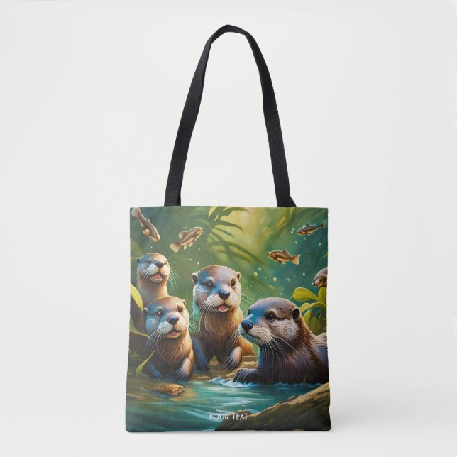 Bolso De Tela Fantasy Cute Vivid Otter Family Fish (Anverso)