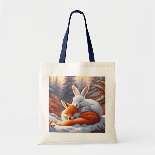 Bolso De Tela Fantasy Cute Vivid Sleeping Fox Hare (Frente)