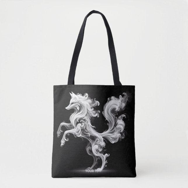 Bolso De Tela Fantasy Cute White Smoke Fox (Anverso)