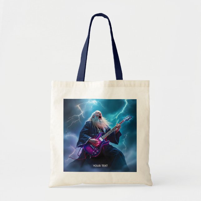 Bolso De Tela Fantasy Cute Wizard Jugando guitarra (Frente)