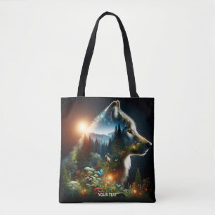 Bolso De Tela Fantasy Cute Wolf Doble exposición