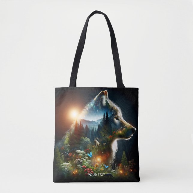 Bolso De Tela Fantasy Cute Wolf Doble exposición (Anverso)