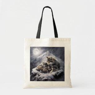 Bolso De Tela Fantasy Cute Wolf Family Winter