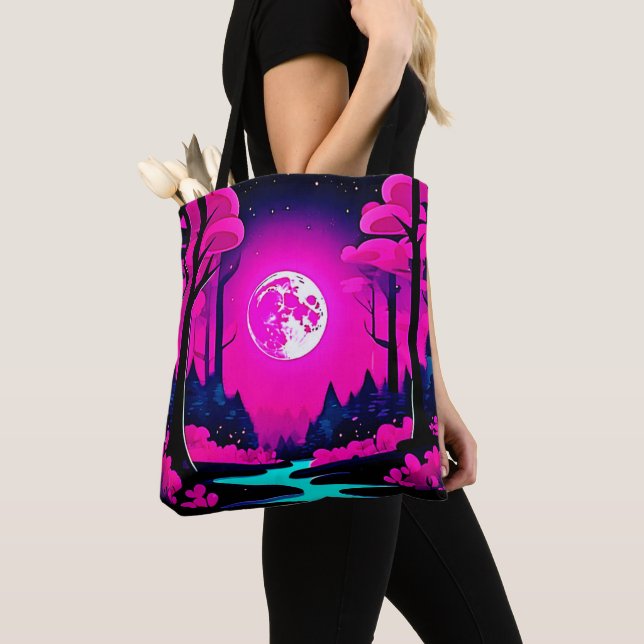 Bolso De Tela Fantasy Moonlit Woods Art (Detalle)