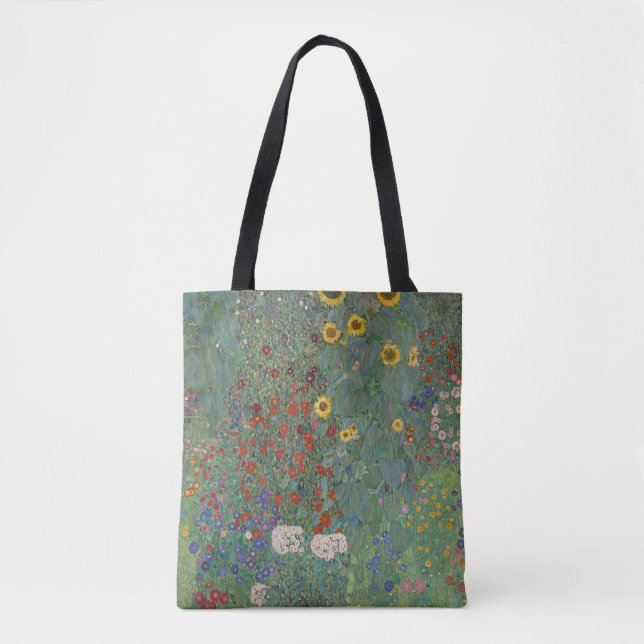 Bolso De Tela Farm Garden Sunflowers, de Gustav Klimt Painting (Anverso)