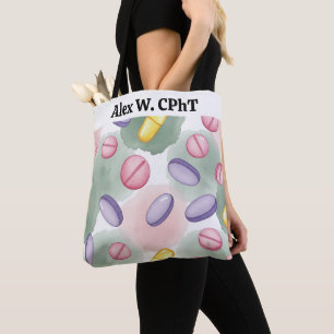 Bolso De Tela Farmacia personalizada Tote Bag Pink Purple Gray
