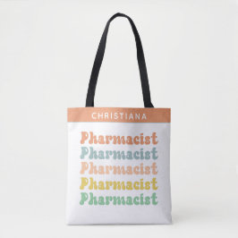 Bolso De Tela Farmacia Retro Groovy de nombre personalizado