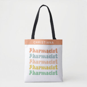 Bolso De Tela Farmacia Retro Groovy de nombre personalizado