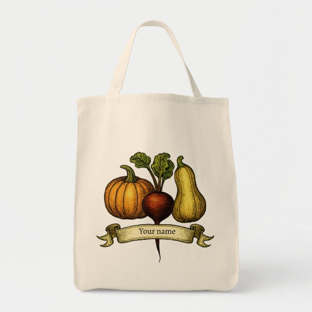 Bolso De Tela Farmhouse Beets Pumpkin and Squash (Frente)