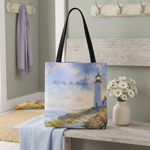 Bolso De Tela Faro Arcoíris Acuarela Costera
