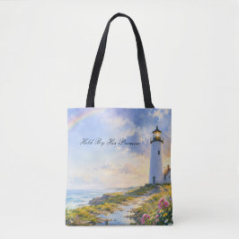 Bolso De Tela Faro Arcoíris Acuarela Costera