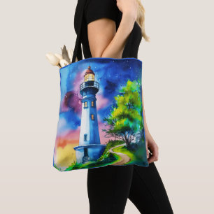 Bolso De Tela Faro bajo un cielo estrellado