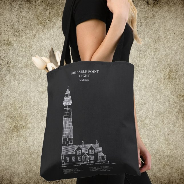 Bolso De Tela Faro de Big Sable Point - Míchigan – PD (Big Sable Point Lighthouse - Michigan – PD. Tote Bag)