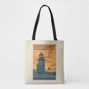 Bolso De Tela Faro de Brant Point Mamáes de Nantucket
