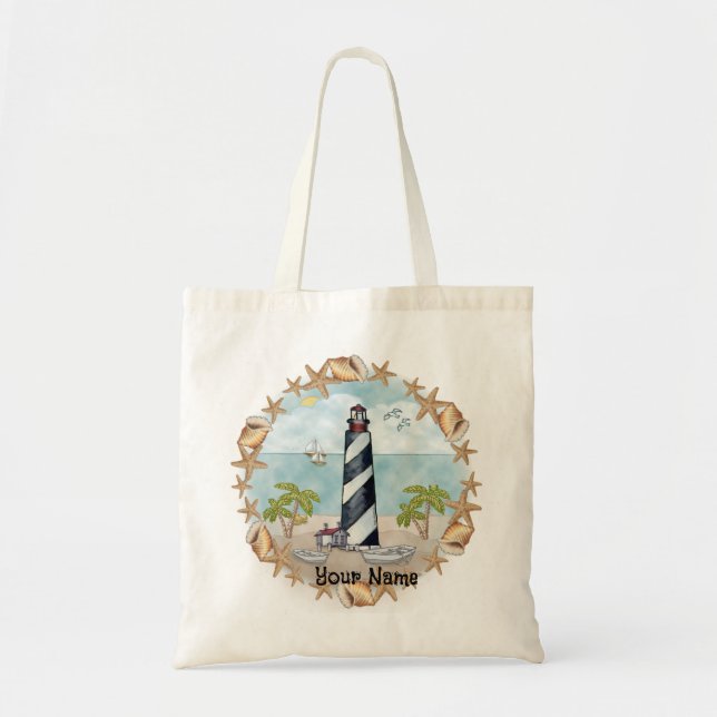 Bolso De Tela Faro de Conchas de Florida  (Frente)