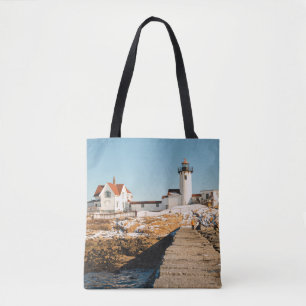 Bolso De Tela Faro de Dog Bar a lo largo de la costa oceánica de