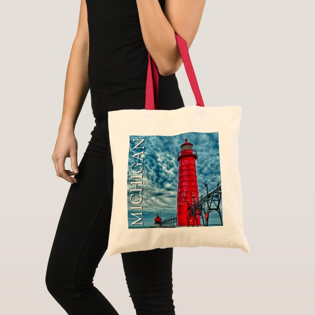 Bolso De Tela Faro de Grand Haven | Michigan (Anverso (producto))