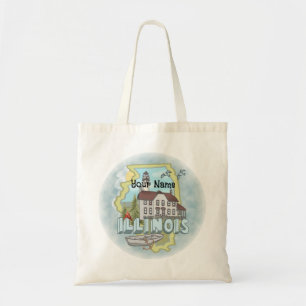 Bolso De Tela Faro de Illinois nombre personalizado