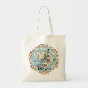 Bolso De Tela Faro de las conchas de Carolina del Sur