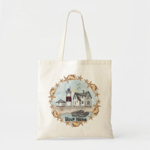 Bolso De Tela Faro de las conchas de Connecticut
