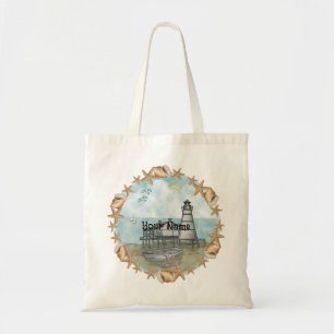 Bolso De Tela Faro de las conchas de Luisiana