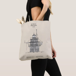 Bolso De Tela Faro de luz Duxbury Pier - Massachusetts -SBD