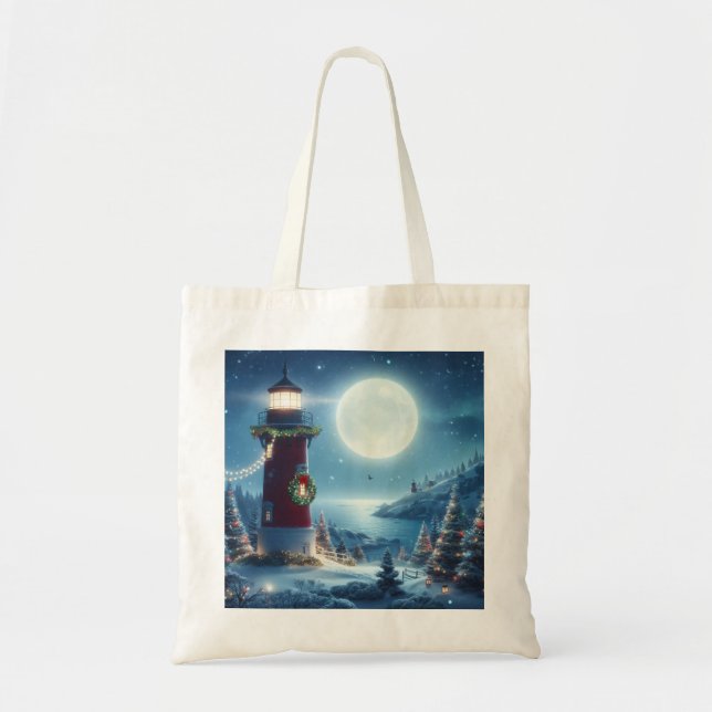 Bolso De Tela Faro de Navidades náuticos (Frente)